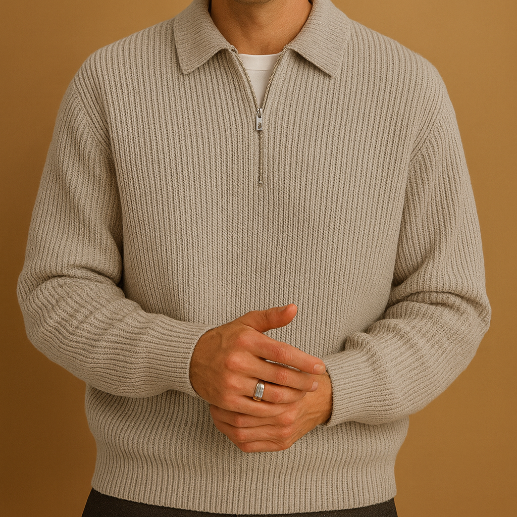 John™ | Soft Knitted Jumper with Half Zip