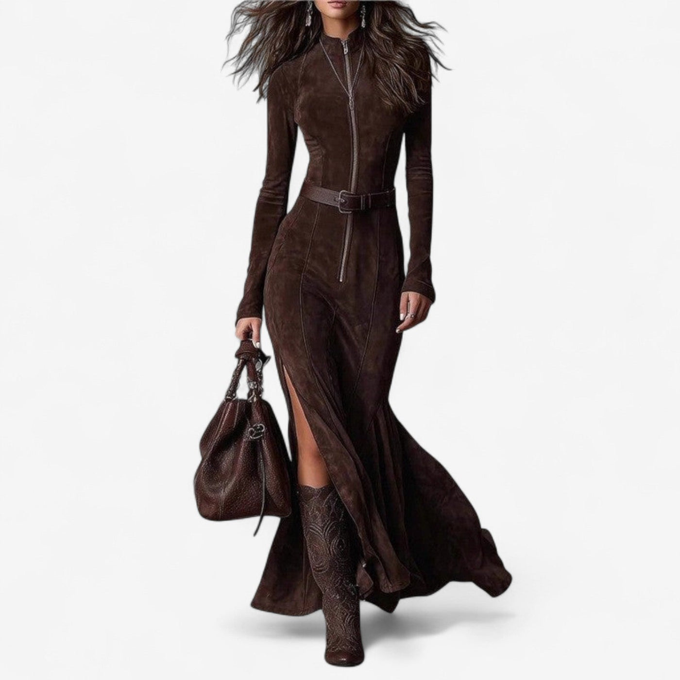 Lexi™ | Chic Belted Maxi Dress for Winter