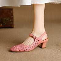 THE HELENA — Genuine Leather Cutout Slingback Heel
