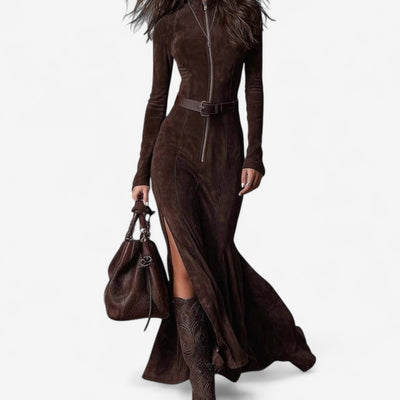 Lexi™ | Chic Belted Maxi Dress for Winter
