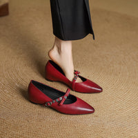 THE LAVINIA — Genuine Leather Pointed Flat