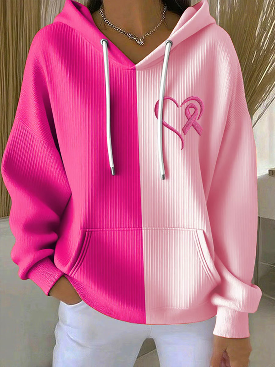 Sara ™ | Two sided  Casual Hoodie with Pink Ribbon